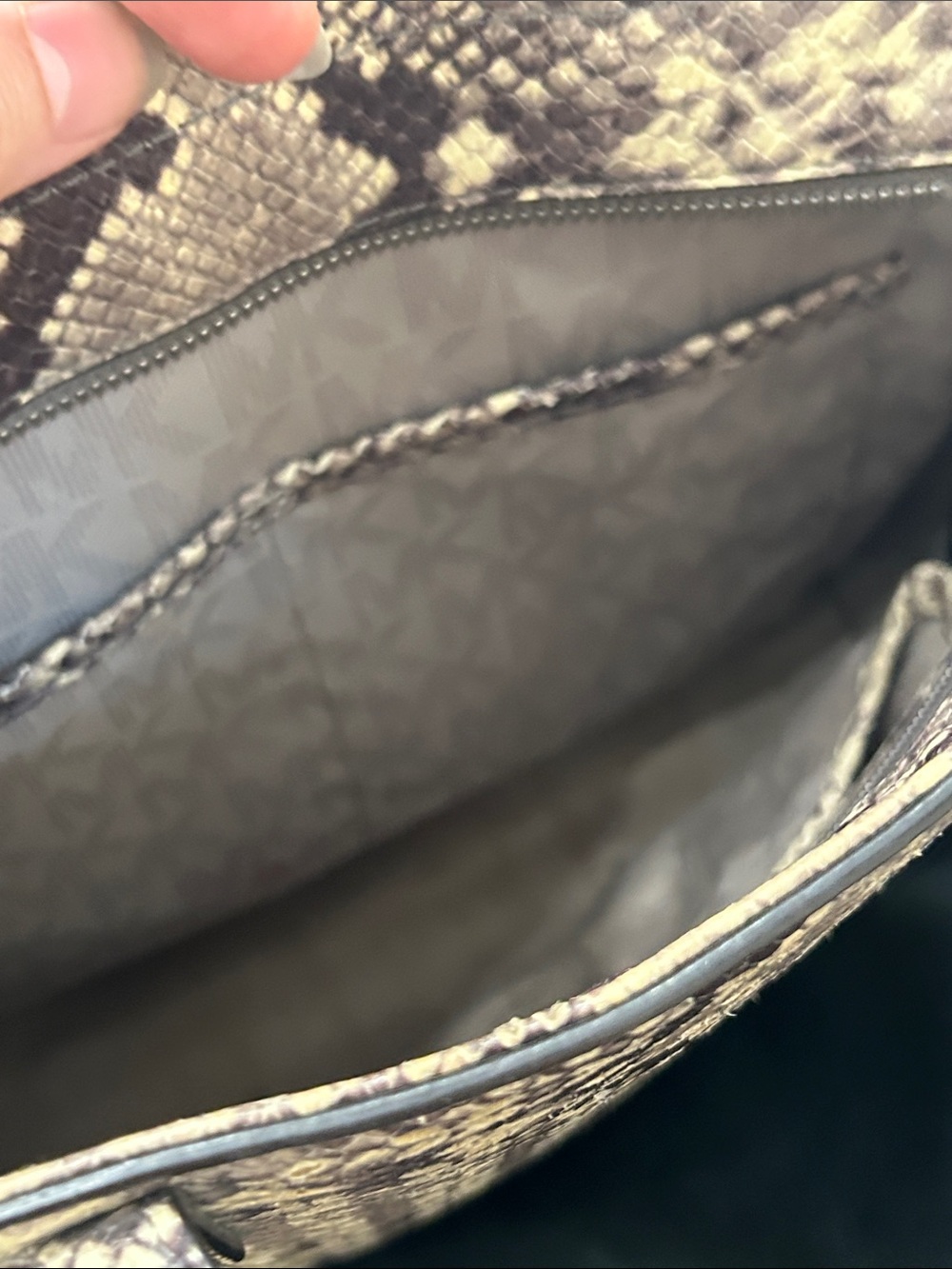 Michael Kors Snake-Print Tote in Brown and Tan 13”X11” - Picture 8 of 12